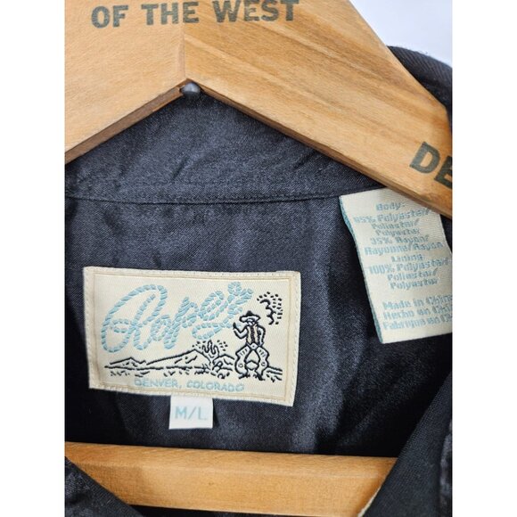 Roper Western Embroidered Shirt Mens M/L Pearl Snap Black Floral Roses - Picture 3 of 5